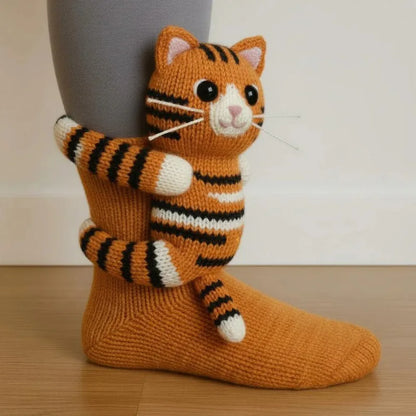 Adorable Knitted Animal Socks 3D Polyester Warm Mid-Calf Casual Socks for Men And Women Summer Season Cross-Border Product