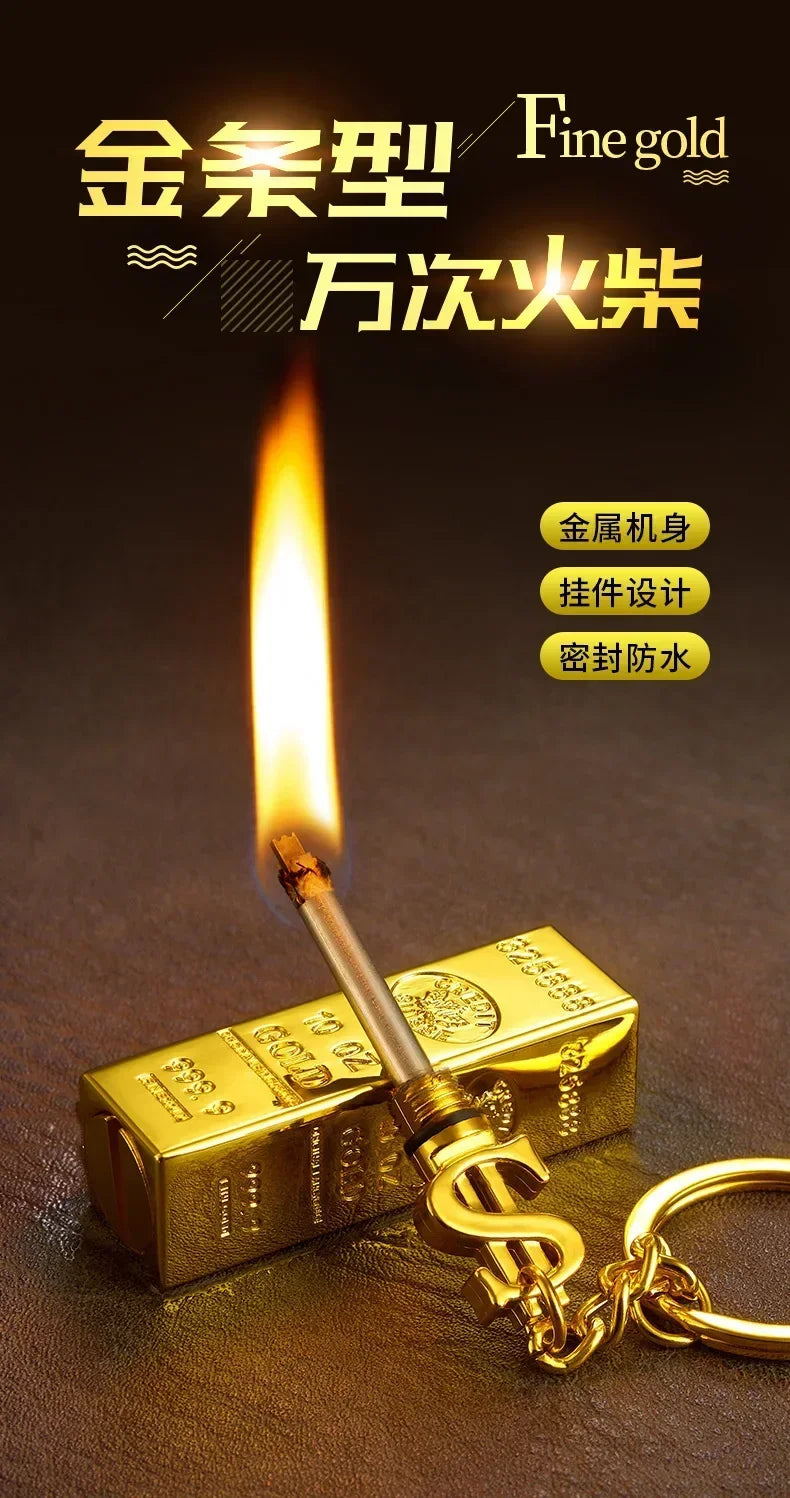 Ten Thousand Match Lighter Windproof High Value Gold Bar Shape Kerosene Lighter Creative Personality Anti-drop Cool lighter