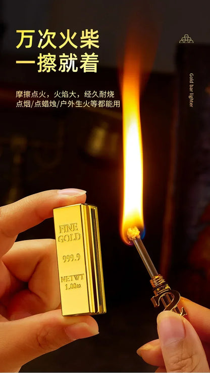 Ten Thousand Match Lighter Windproof High Value Gold Bar Shape Kerosene Lighter Creative Personality Anti-drop Cool lighter