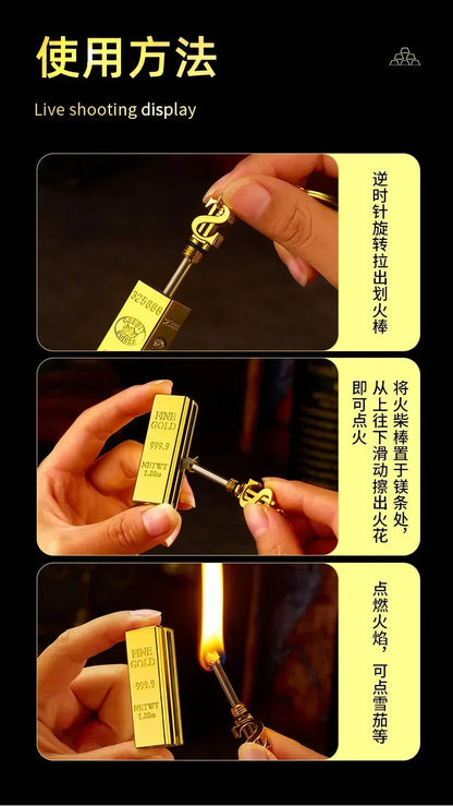 Ten Thousand Match Lighter Windproof High Value Gold Bar Shape Kerosene Lighter Creative Personality Anti-drop Cool lighter