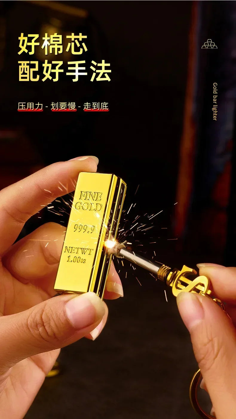 Ten Thousand Match Lighter Windproof High Value Gold Bar Shape Kerosene Lighter Creative Personality Anti-drop Cool lighter