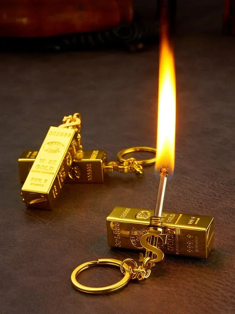Ten Thousand Match Lighter Windproof High Value Gold Bar Shape Kerosene Lighter Creative Personality Anti-drop Cool lighter